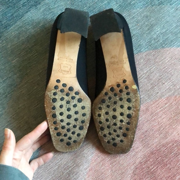 Vintage Stuart Weizman Black Square Heel Slip On Business Office Shoe - Picture 7 of 10